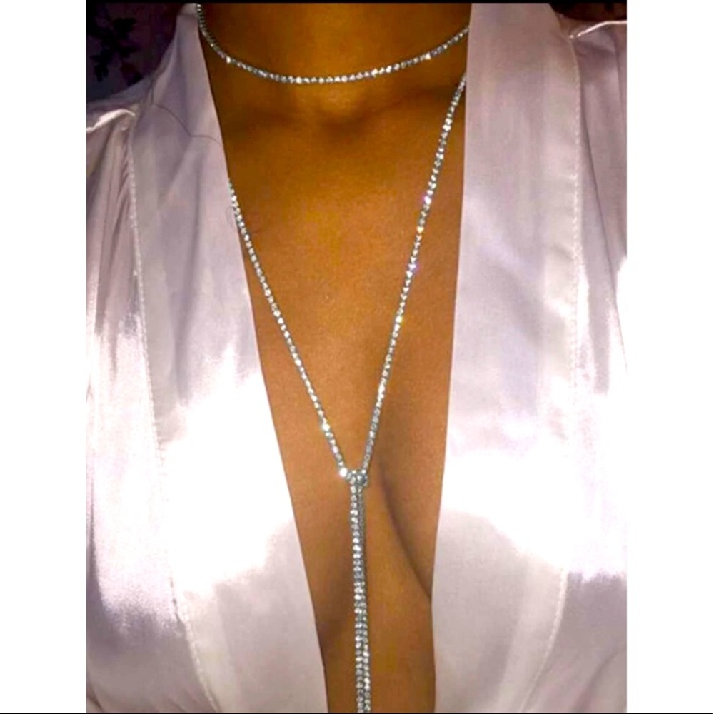 Cubic Zirconia Plunging Necklace